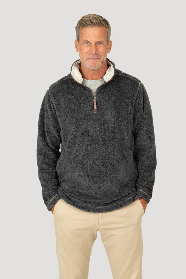 SUEDE SHERPA 1/4 ZIP PULLOVER - Kingfisher Road - Online Boutique