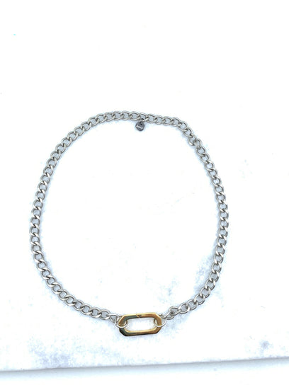 SANDRA OPEN CURB NECKLACE-ANTIQUE SILVER - Kingfisher Road - Online Boutique