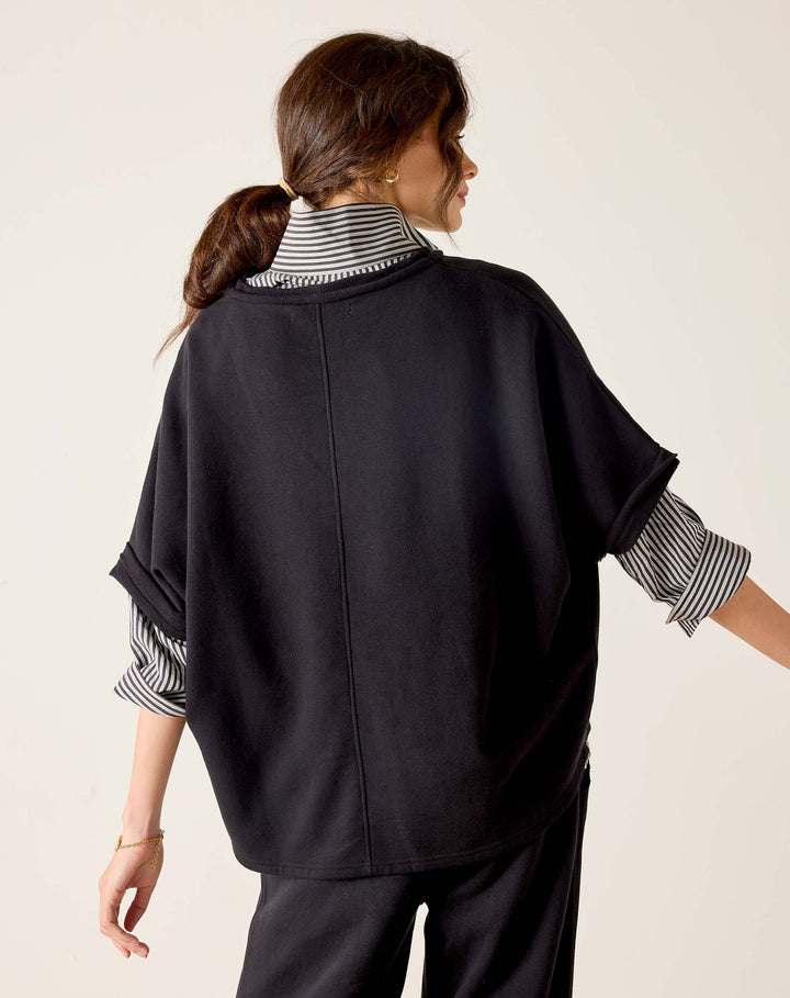 FRENCHIE RAW EDGE V-NECK-BLACK - Kingfisher Road - Online Boutique