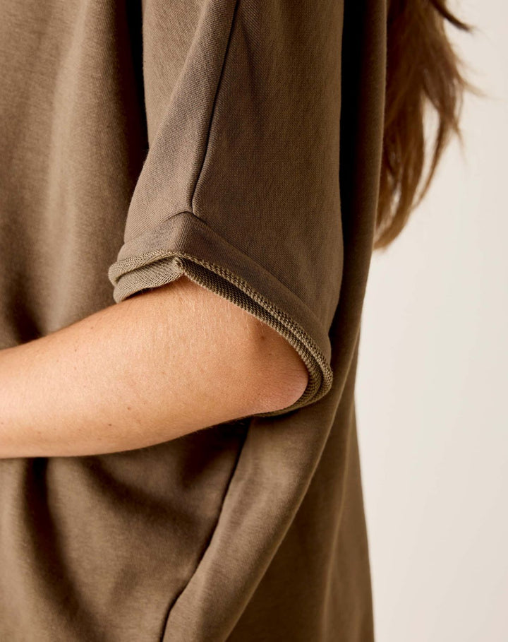 FRENCHIE RAW EDGE V-NECK-MOCHA - Kingfisher Road - Online Boutique