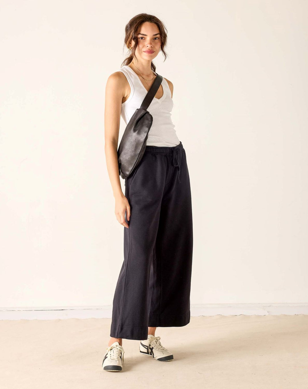 FRENCHIE CROPPED WIDE LEG PANT-BLACK - Kingfisher Road - Online Boutique