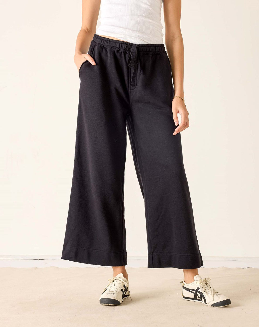 FRENCHIE CROPPED WIDE LEG PANT-BLACK - Kingfisher Road - Online Boutique