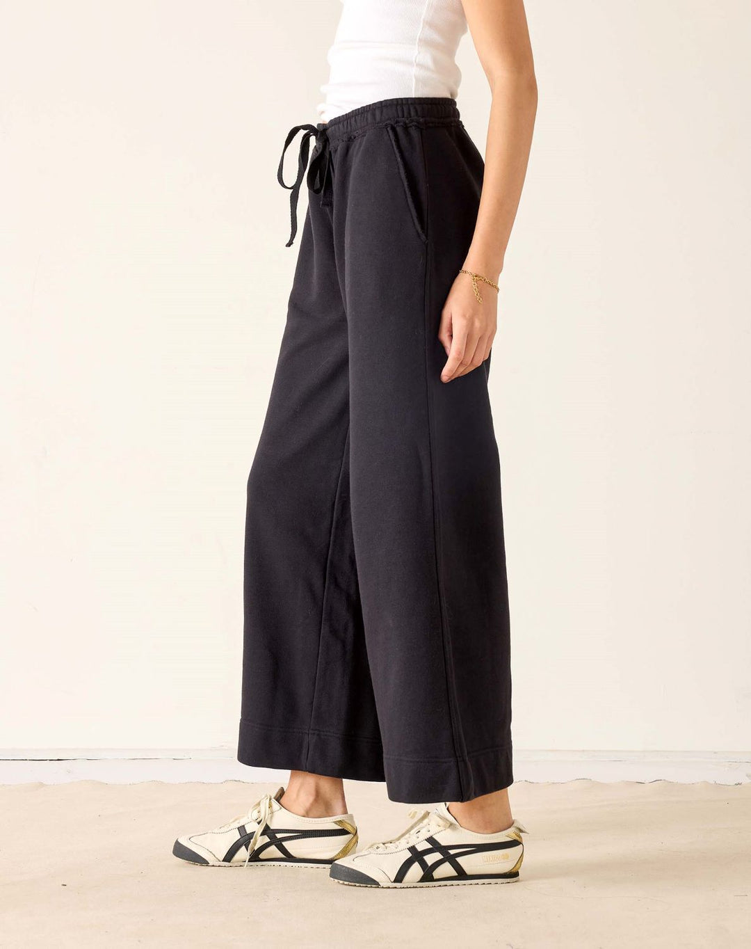 FRENCHIE CROPPED WIDE LEG PANT-BLACK - Kingfisher Road - Online Boutique