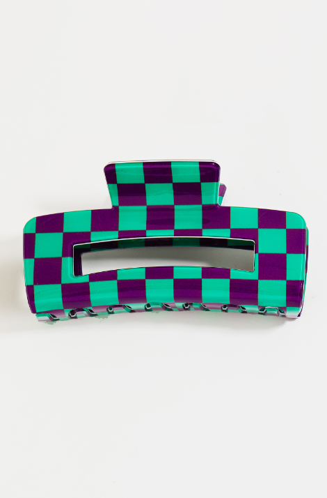 CHECKERED PATTERN HAIR CLIP - Kingfisher Road - Online Boutique