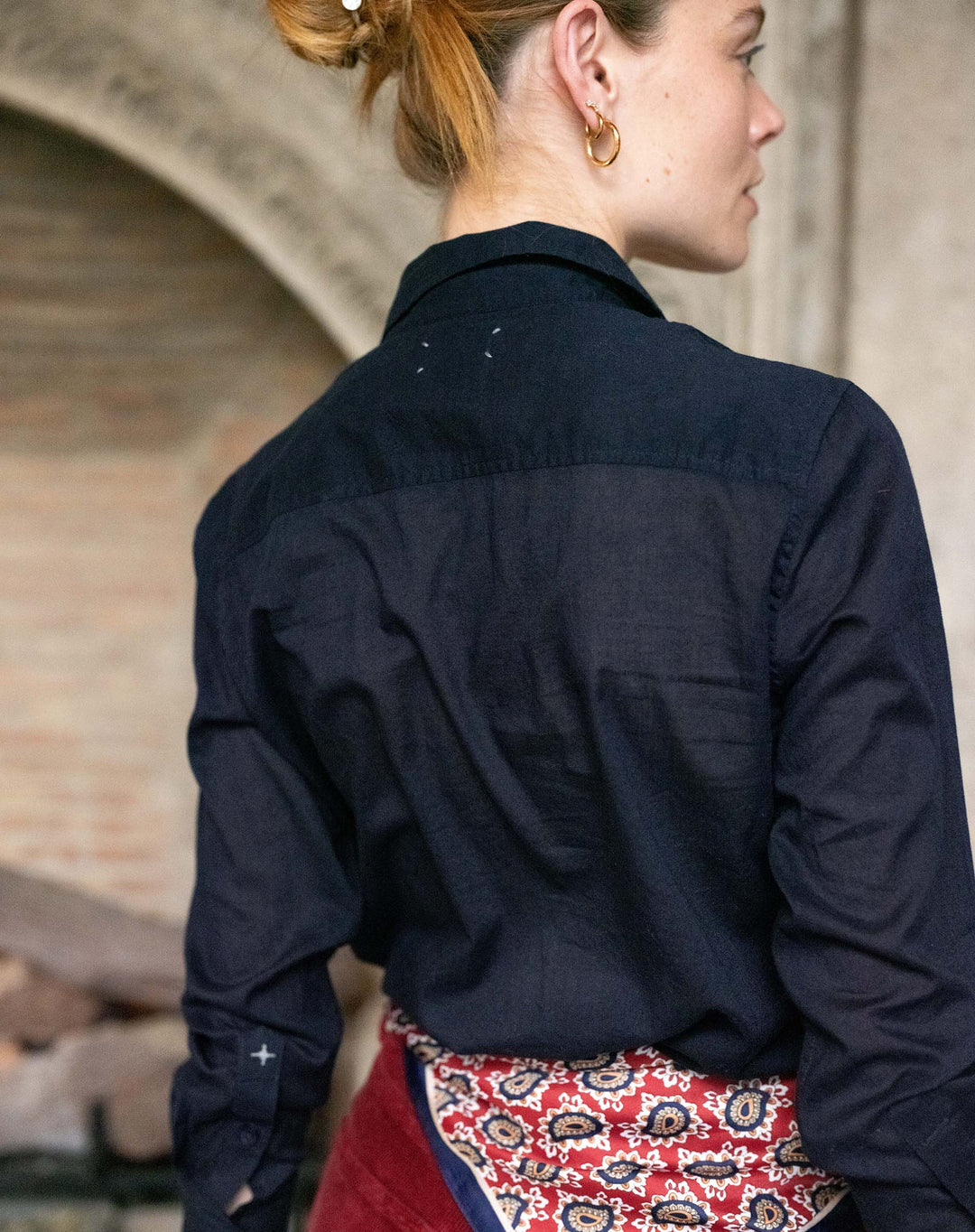 TUXEDO RUFFLE SHIRT-NAVY - Kingfisher Road - Online Boutique