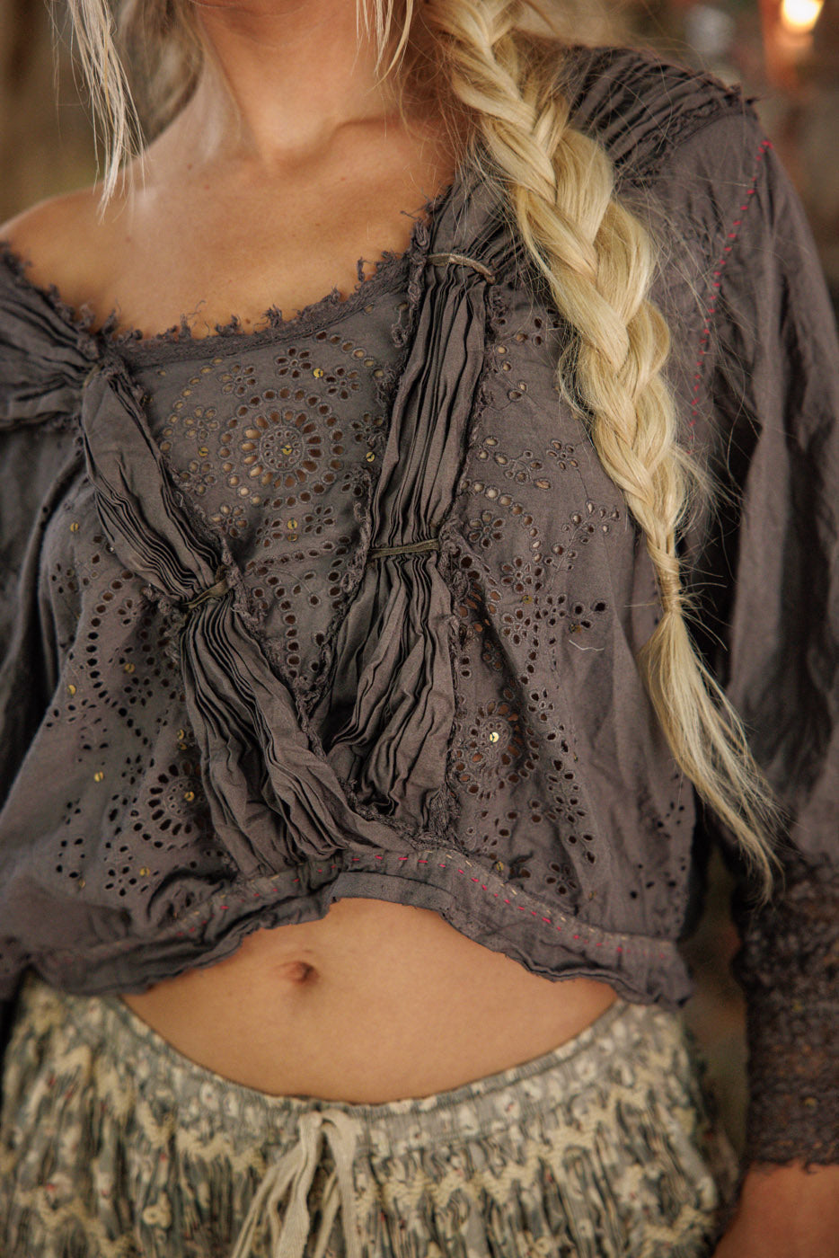 EYELET NONNIE BELLE BLOUSE-OZZY - Kingfisher Road - Online Boutique