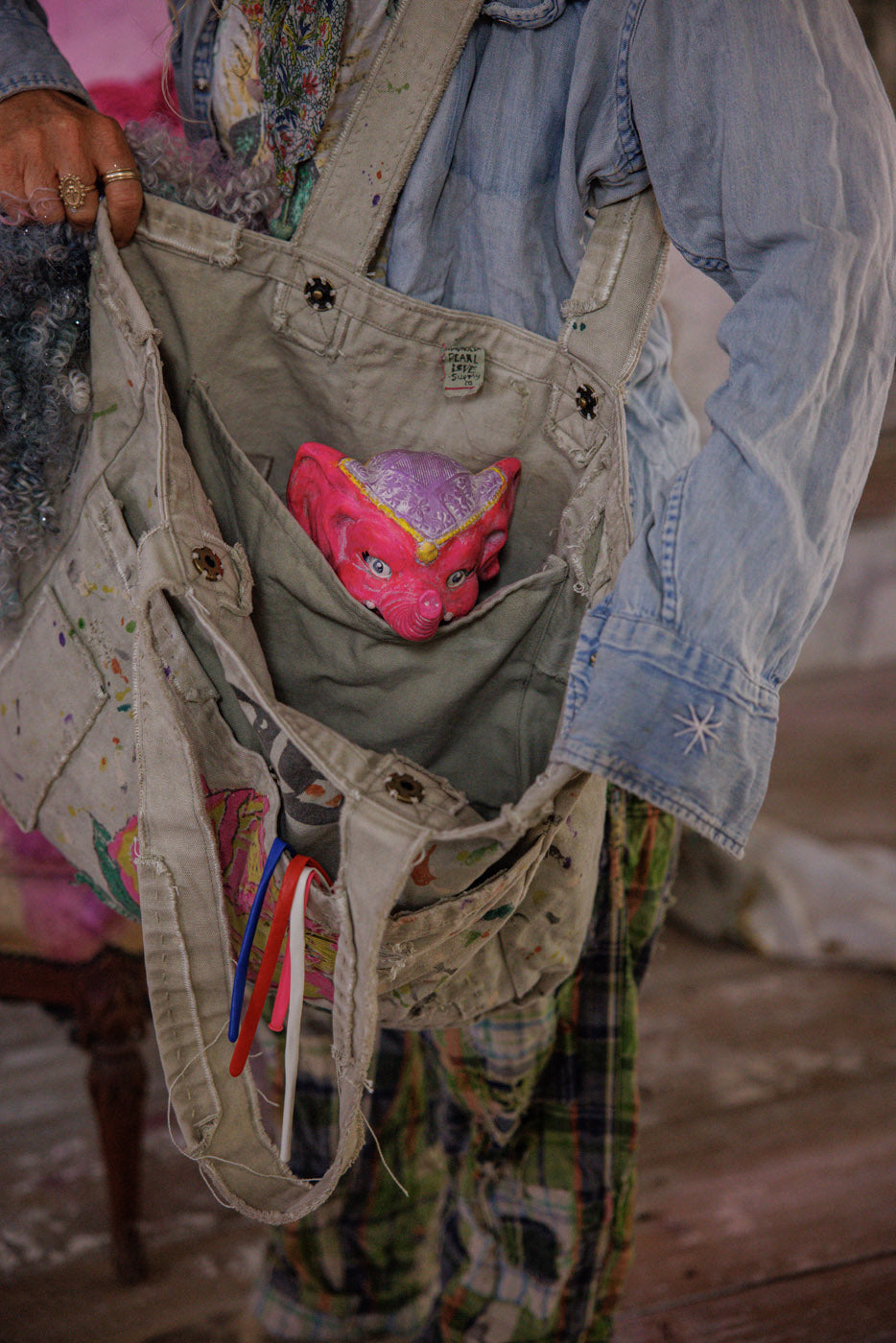 HAND PAINTED ROSE TOTE BAG-ASH - Kingfisher Road - Online Boutique