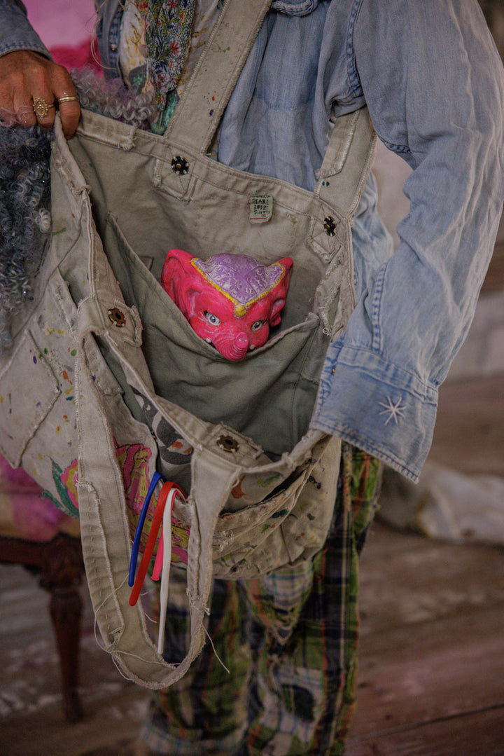 HAND PAINTED ROSE TOTE BAG-ASH - Kingfisher Road - Online Boutique