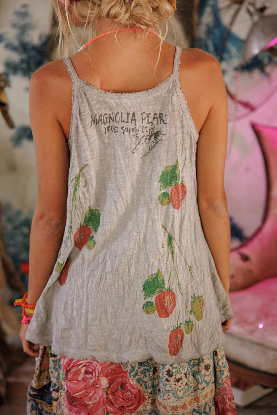 STRAWBERRY LANA TANK-PEBBLE - Kingfisher Road - Online Boutique