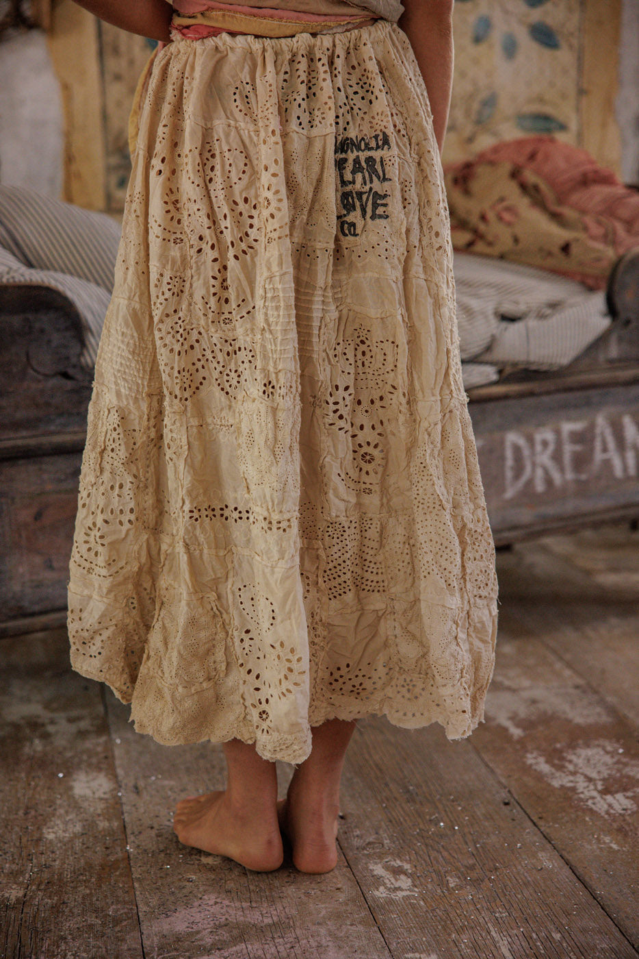 EYELET PATCHWORK PISSARRO SKIRT-SWAN - Kingfisher Road - Online Boutique