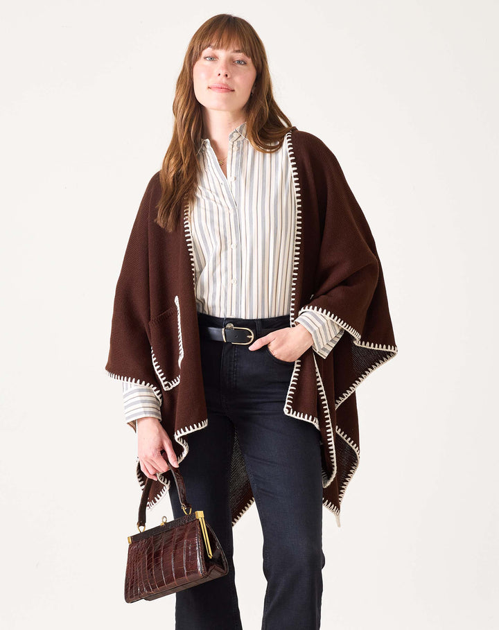 WHIPSTITCH TRAVEL WRAP-CHESTNUT/CREAM - Kingfisher Road - Online Boutique
