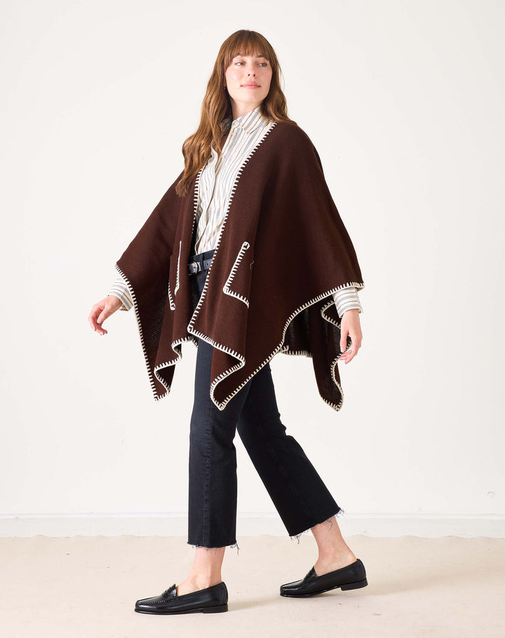 WHIPSTITCH TRAVEL WRAP-CHESTNUT/CREAM - Kingfisher Road - Online Boutique