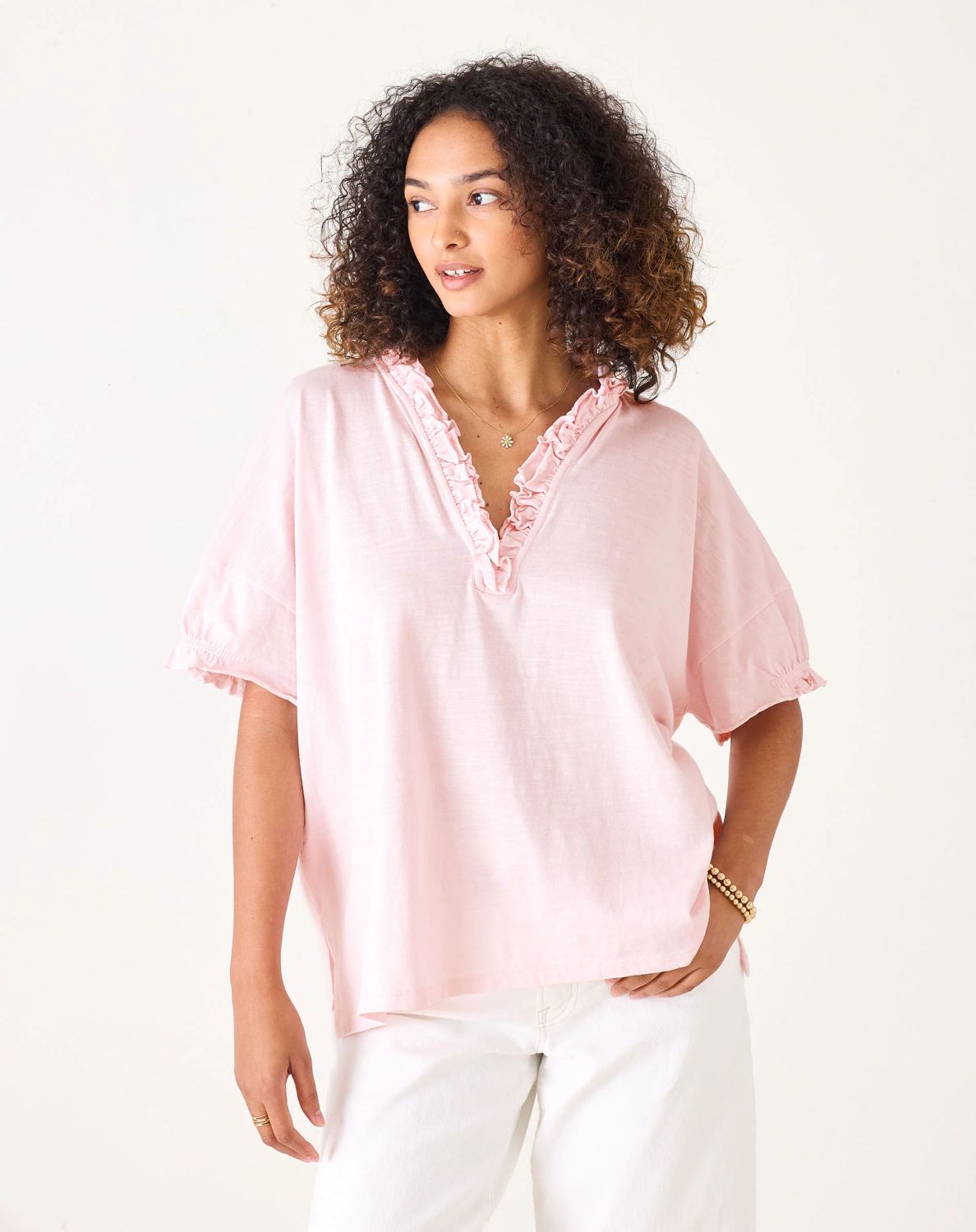 n【新品未開封】Alison frill tops pink AMELIA RUFFLE TEE-ROSE QUARTZ – Kingfisher Road