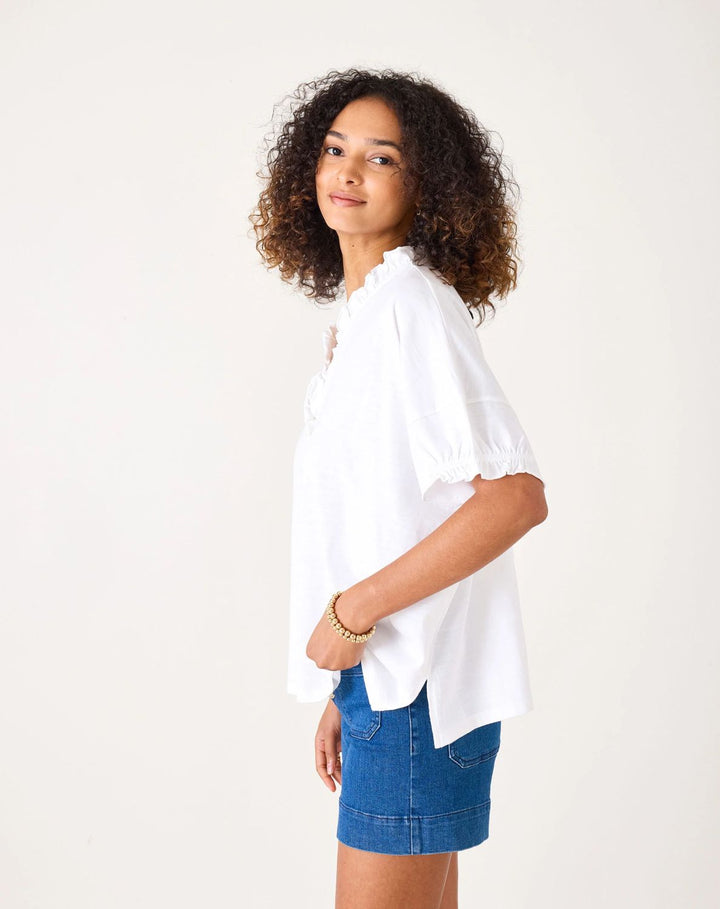 AMELIA RUFFLE TEE-WHITE - Kingfisher Road - Online Boutique