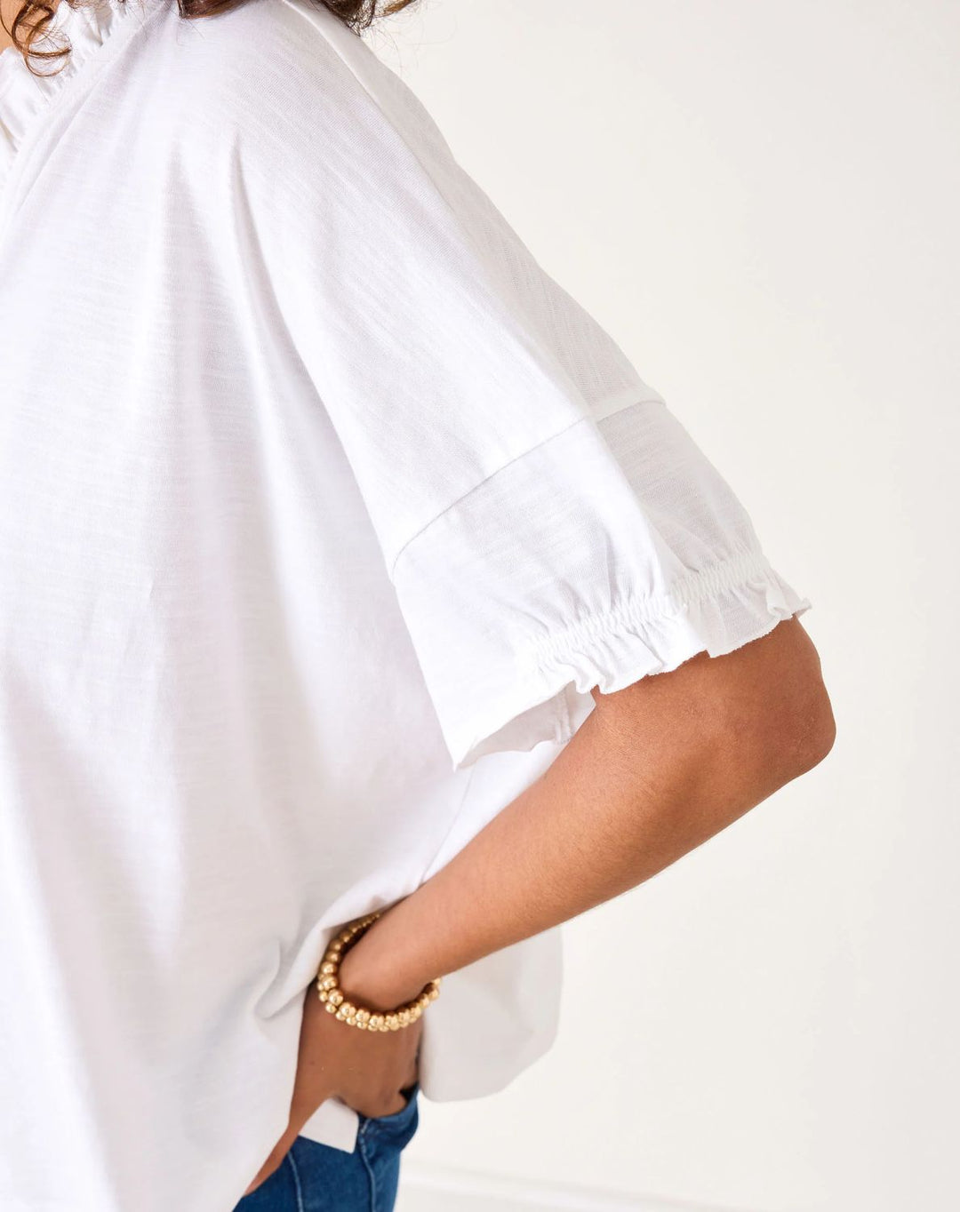 AMELIA RUFFLE TEE-WHITE - Kingfisher Road - Online Boutique