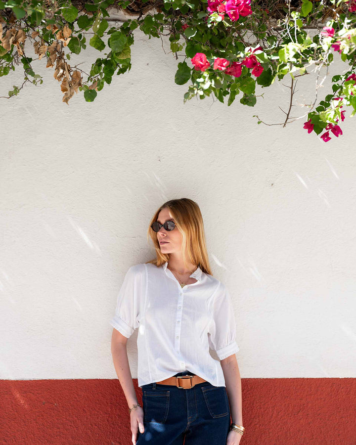 SWEET CLEMENTINE BUTTON UP TOP-WHITE SAIL - Kingfisher Road - Online Boutique