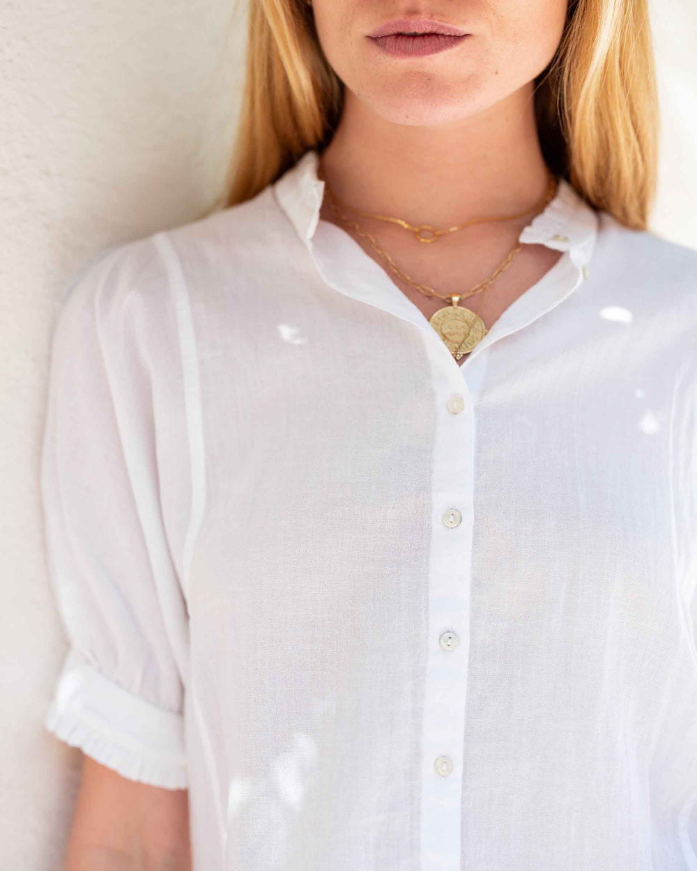 SWEET CLEMENTINE BUTTON UP TOP-WHITE SAIL - Kingfisher Road - Online Boutique