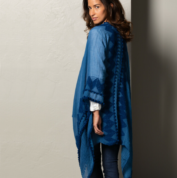 TEXTURED DUSTER BLUE