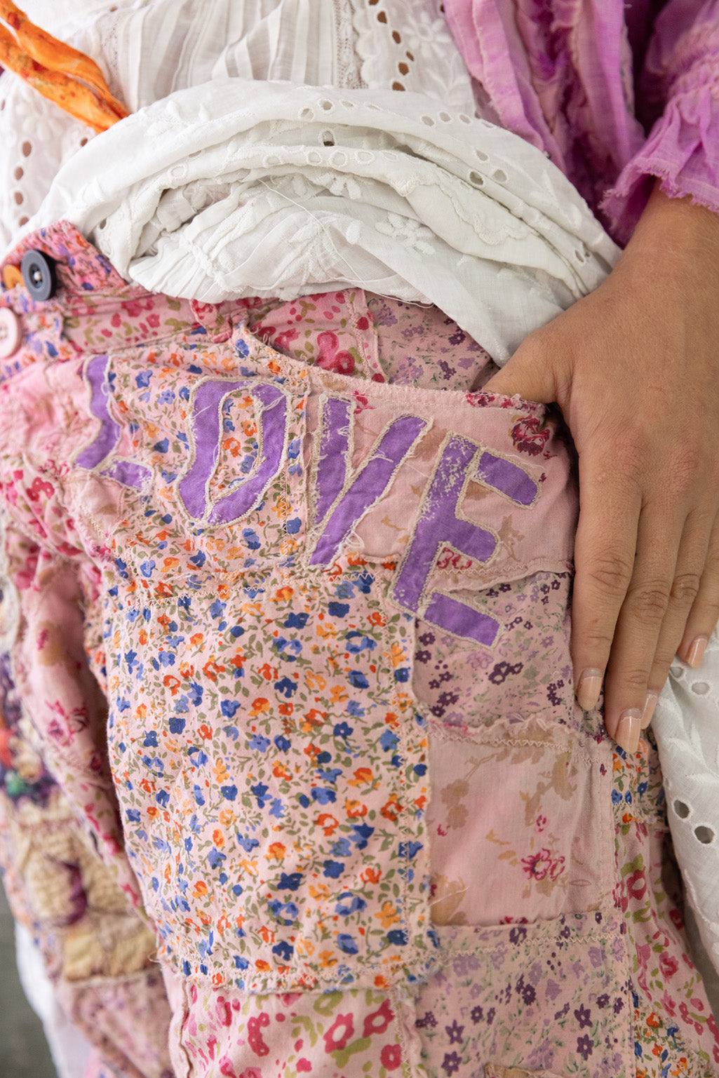 Kingfisher Road Magnolia Pearl BE A POEM MINER SHORTS-BUNNY LOVE