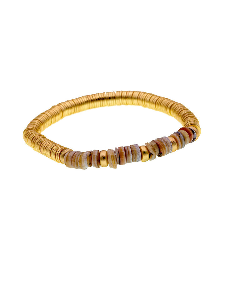 STACKED BEAD AND METAL DISC BRACELET - Kingfisher Road - Online Boutique