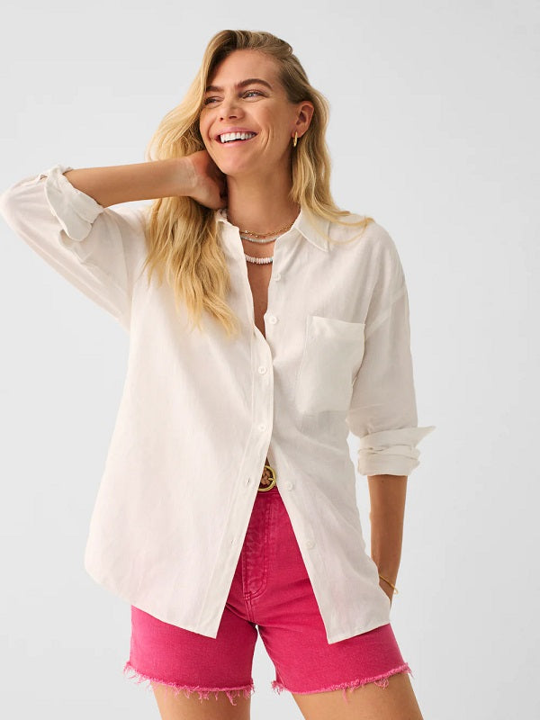 LINEN LAGUNA RELAXED SHIRT - WHITE - Kingfisher Road - Online Boutique