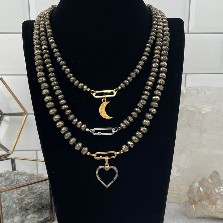 20" PYRITE CANDY NECKLACE W/ LOBSTER CLASP-SILVER - Kingfisher Road - Online Boutique