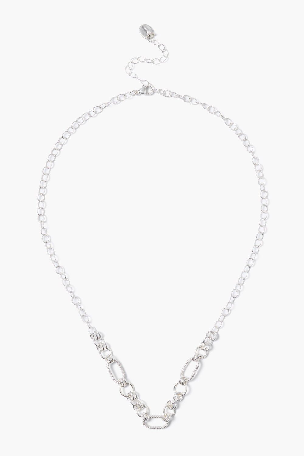 SILVER TEXTURED LINKS NECKLACE