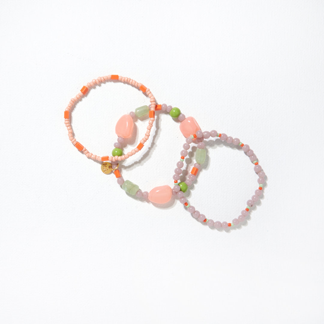 LILAC PINK MIX TRIO OF BEADED STRETCH BRACELETS - Kingfisher Road - Online Boutique