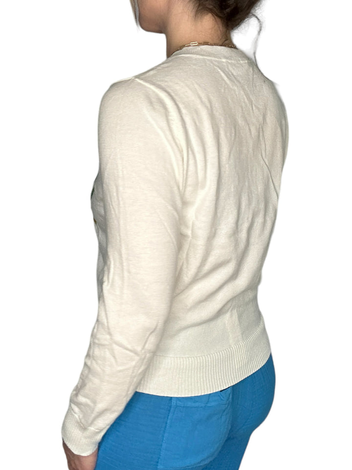 COTTON CASHMERE MUSHROOM CREW NECK SWEATER-CREAM - Kingfisher Road - Online Boutique