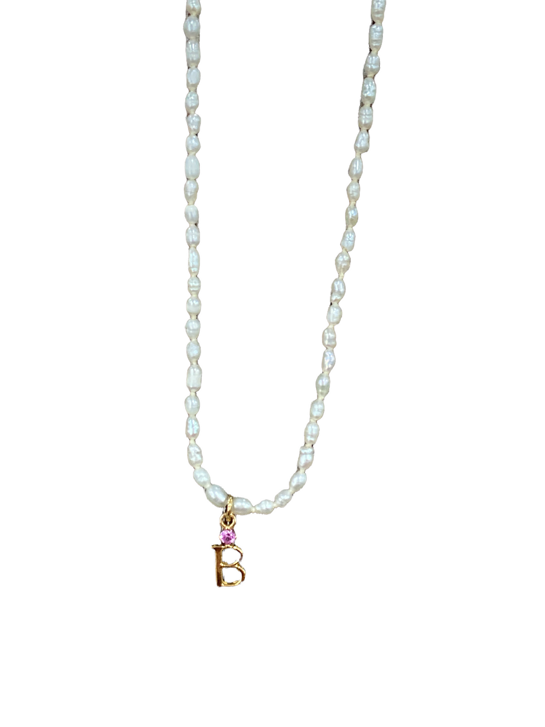 FRESH WATER PEARL BEAD INITIAL CHARM NECKLACE - Kingfisher Road - Online Boutique