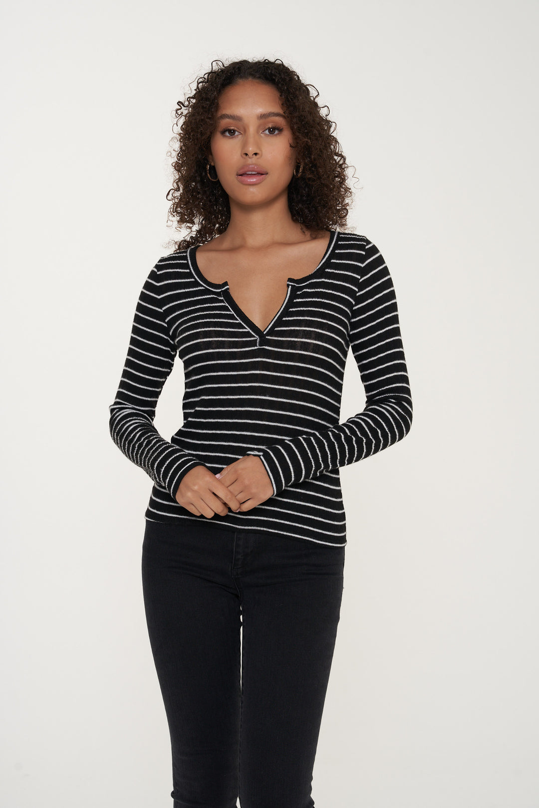 SAGE STRIPED COZY HENLEY - Kingfisher Road - Online Boutique