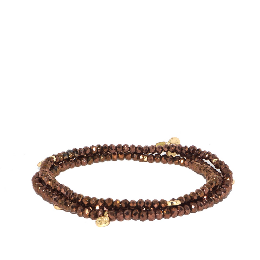 CRYSTAL BEADED WRAP BRACELET-GOLD/BRONZE - Kingfisher Road - Online Boutique