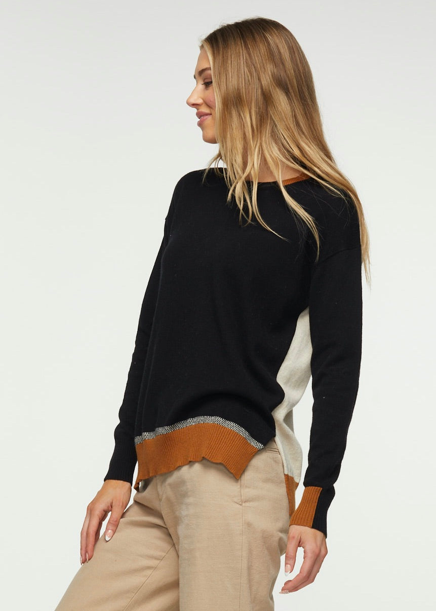 TWO TONE SWEATER - BLACK - Kingfisher Road - Online Boutique