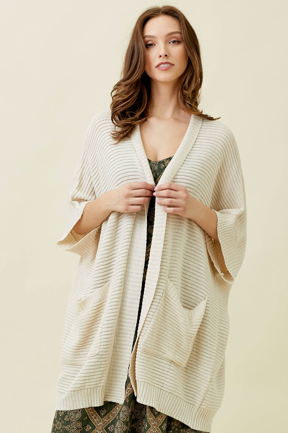 OVERSIZED RIB KNIT KIMONO SWEATER - Kingfisher Road - Online Boutique