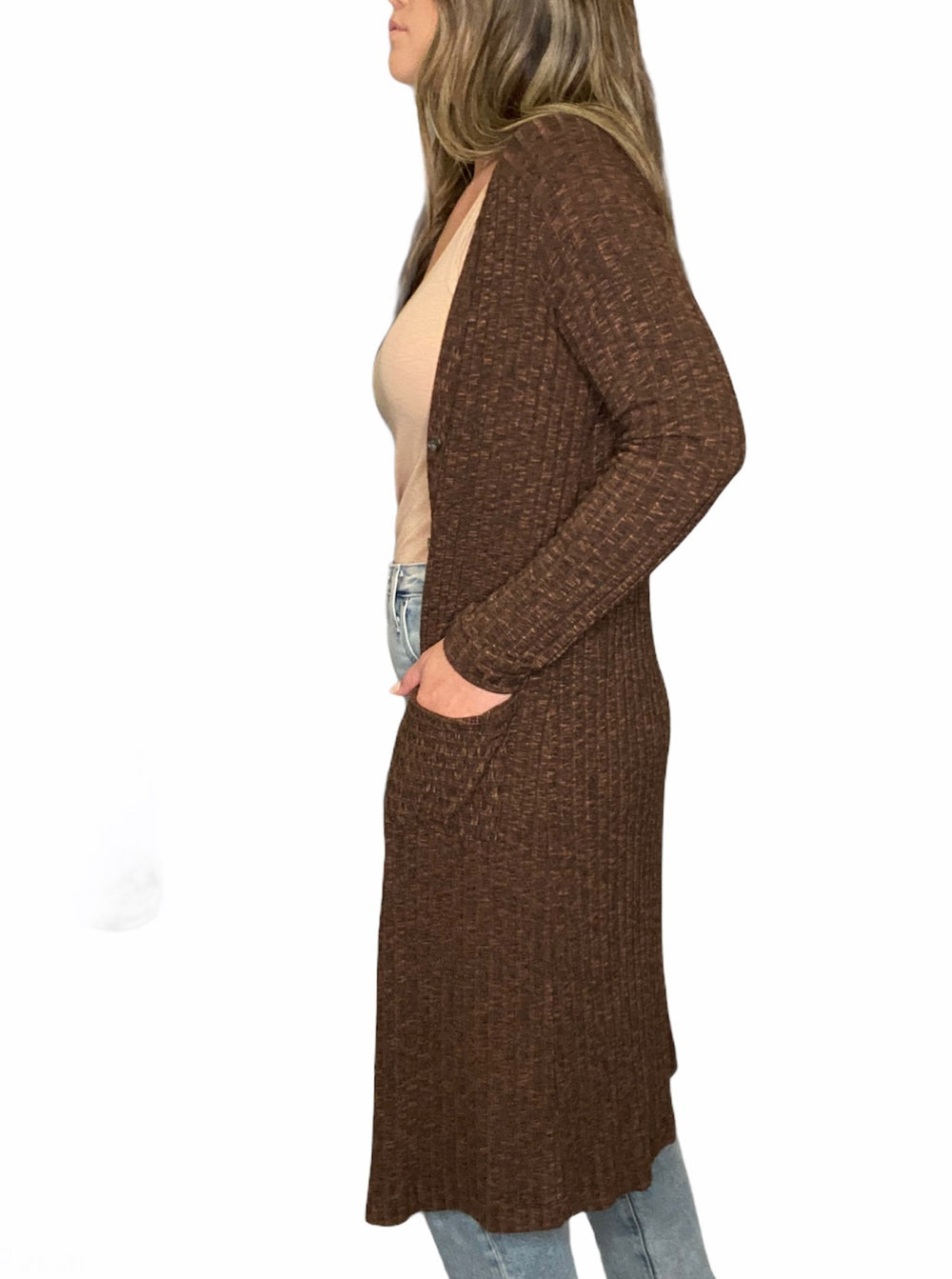 WOODCHIP-ELLA V NECK LONG CARDI - Kingfisher Road - Online Boutique