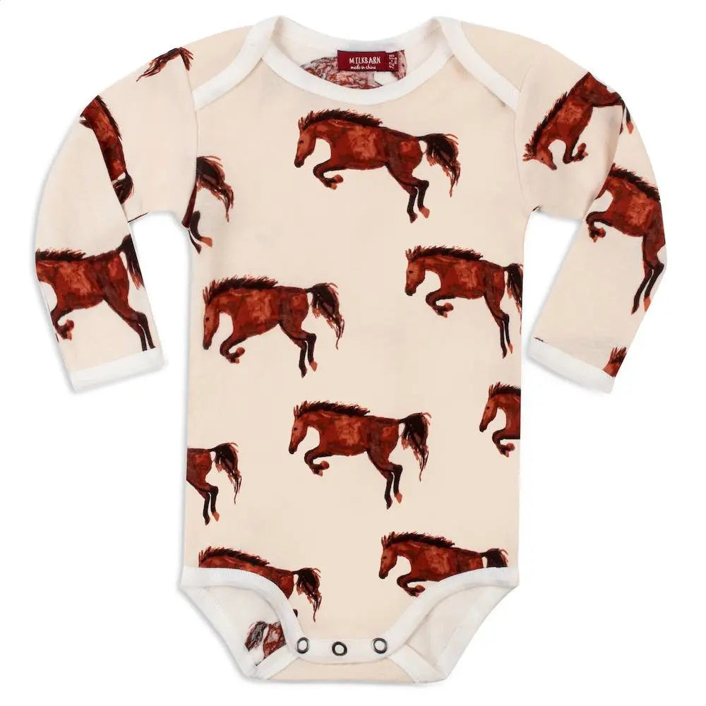 NATURAL HORSE ORGANIC L/S ONESIE - Kingfisher Road - Online Boutique