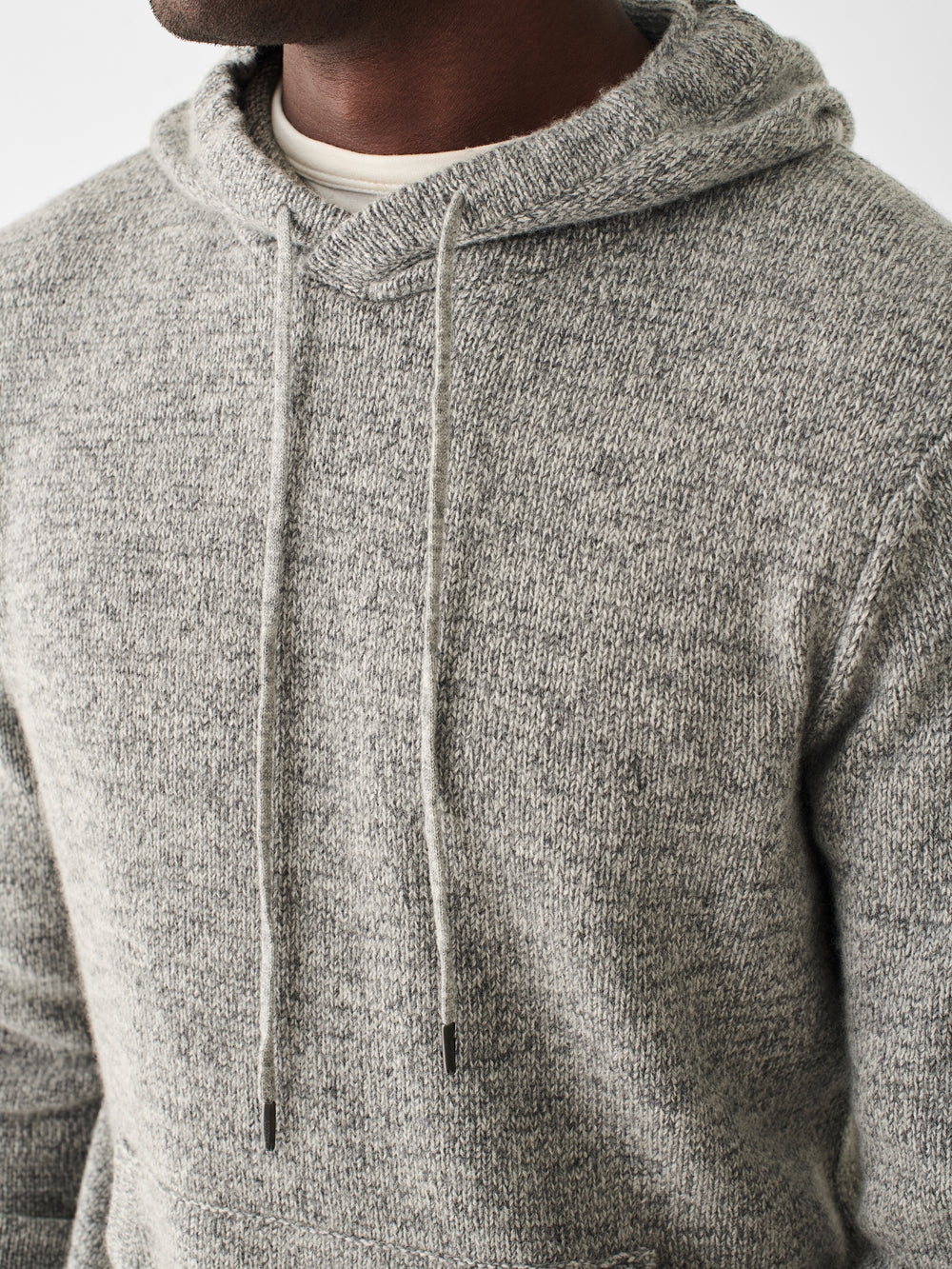 CASHMERE WOOL POPOVER HOODIE-ROCK GREY MARL - Kingfisher Road - Online Boutique