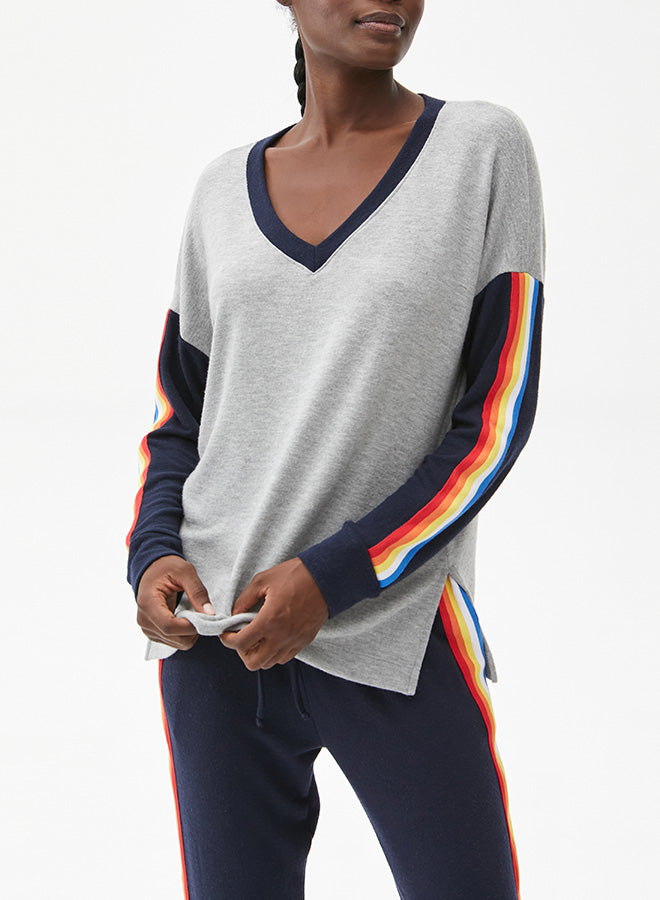 ADMIRAL COMBO JOVY V-NECK PULLOVER W/STRIPE - Kingfisher Road - Online Boutique