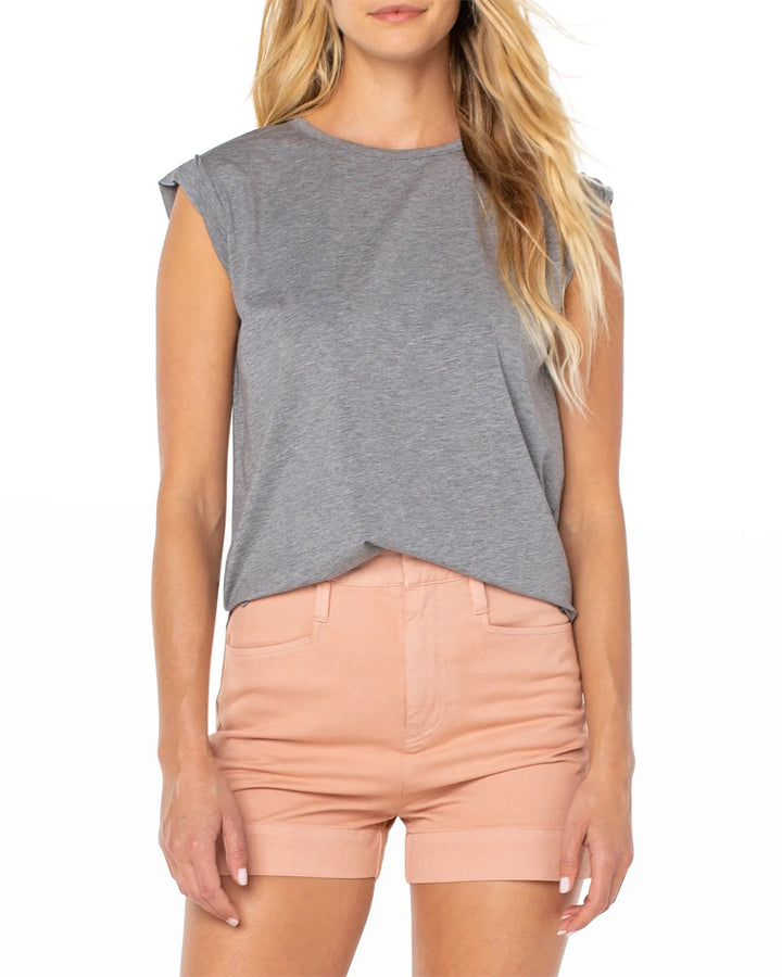 THE ROLLER S/S BASIC TOP - DARK GREY HEATHER - Kingfisher Road - Online Boutique