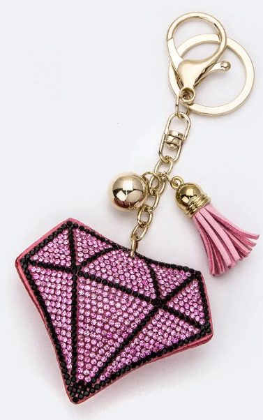 BLACK/PINK CRYSTAL DIAMOND KEYCHAIN - Kingfisher Road - Online Boutique
