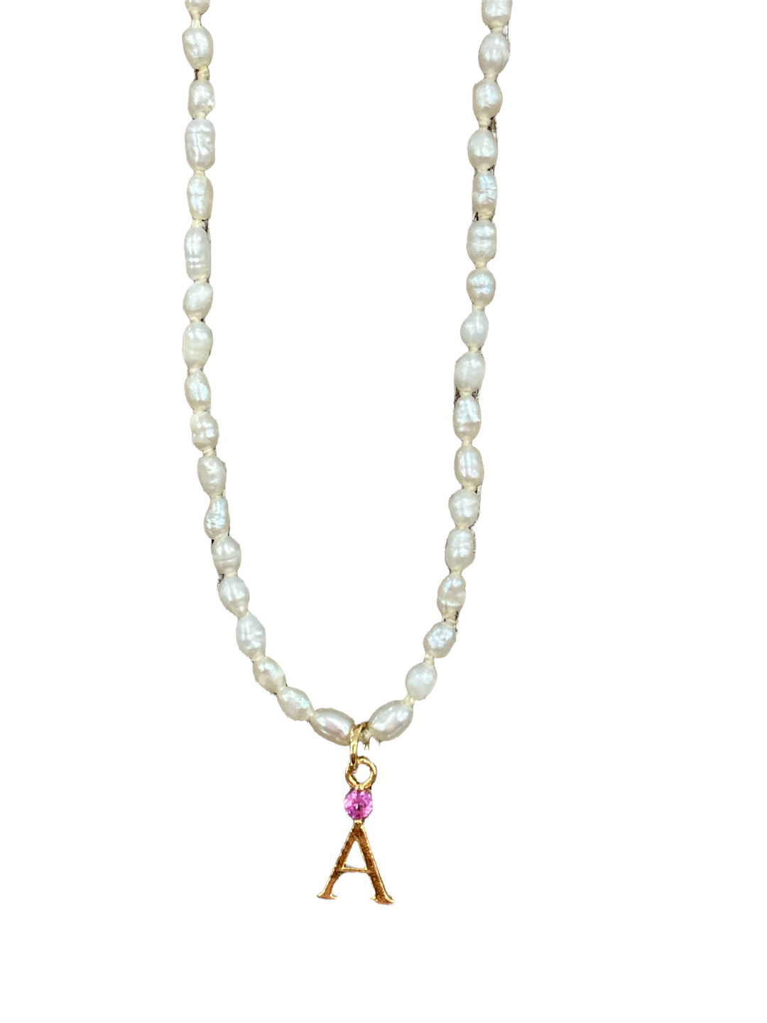 FRESH WATER PEARL BEAD INITIAL CHARM NECKLACE - Kingfisher Road - Online Boutique