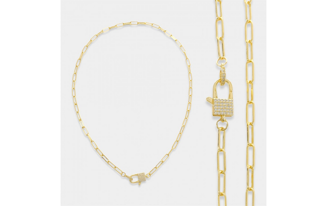 18" GLOSSY PAPERCLIP CHAIN NECKLACE - Kingfisher Road - Online Boutique