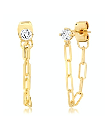 FRONT TO BACK CHAIN LINK STUD EARRING - GOLD - Kingfisher Road - Online Boutique
