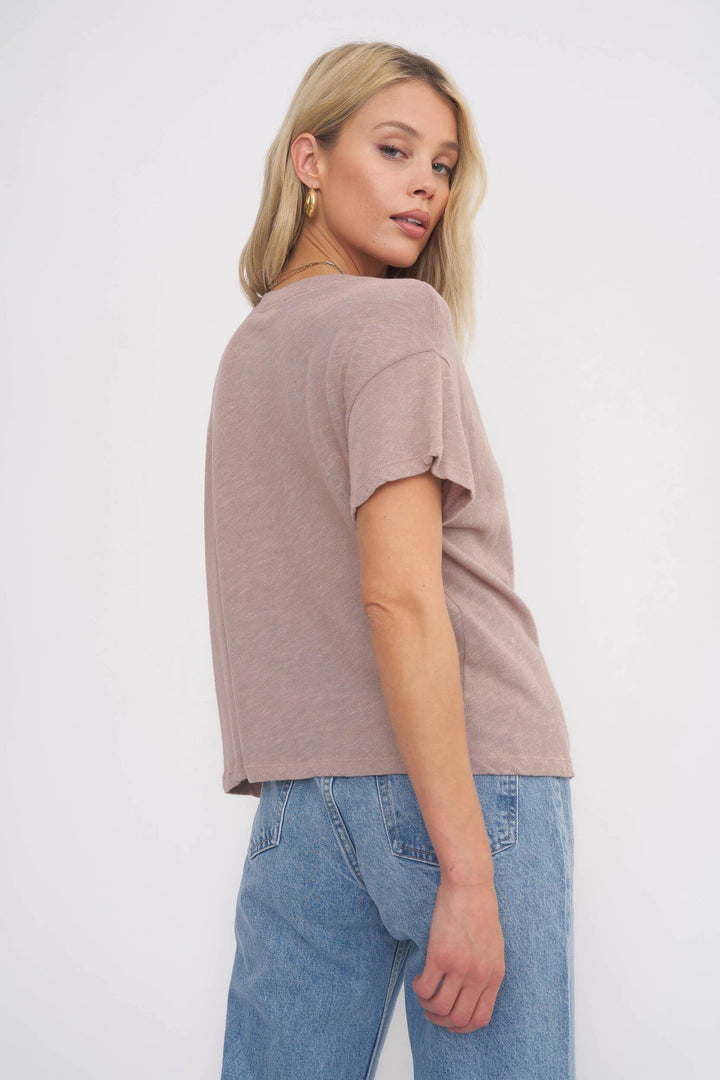 MOJAVE MAUVE LET IT GLOW V-NECK TEE - Kingfisher Road - Online Boutique