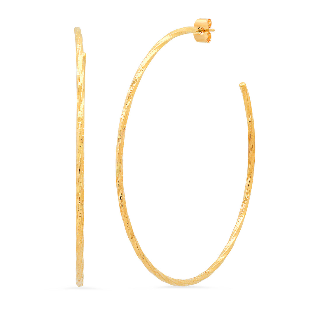 LARGE THIN TWIST HOOPS - Kingfisher Road - Online Boutique