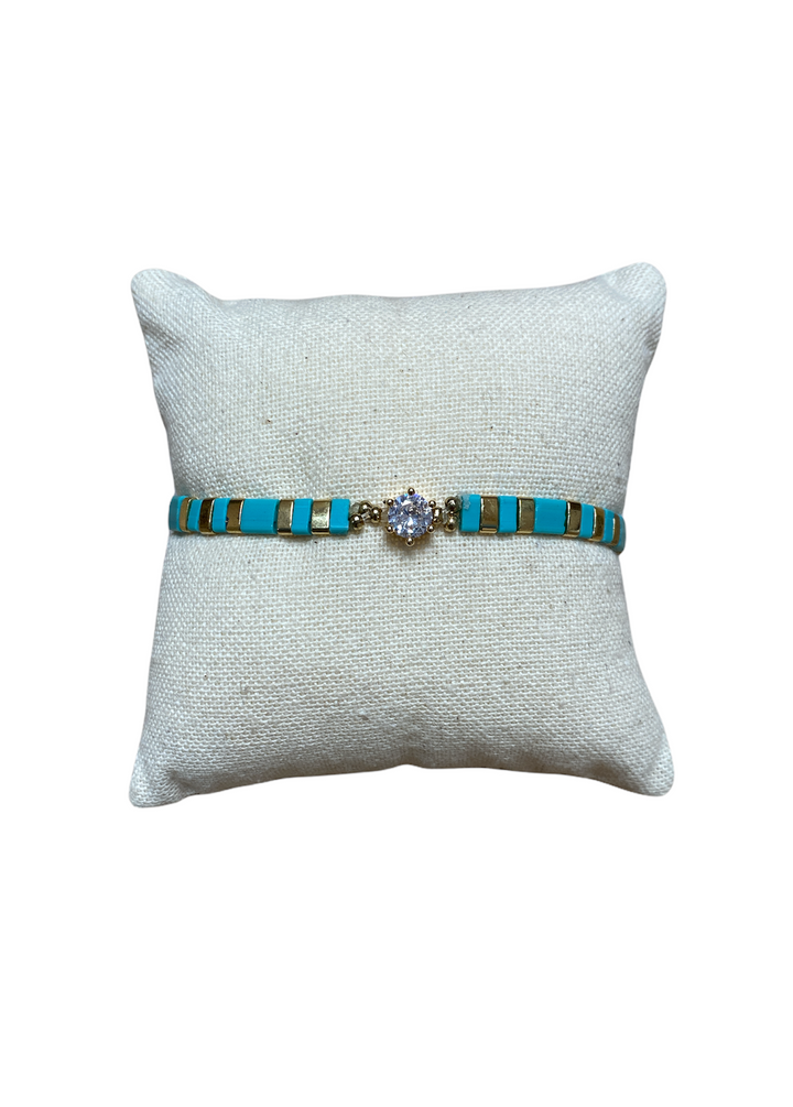 MIXED TILA BEAD STRETCHY WITH CRYSTAL CLASP - Kingfisher Road - Online Boutique