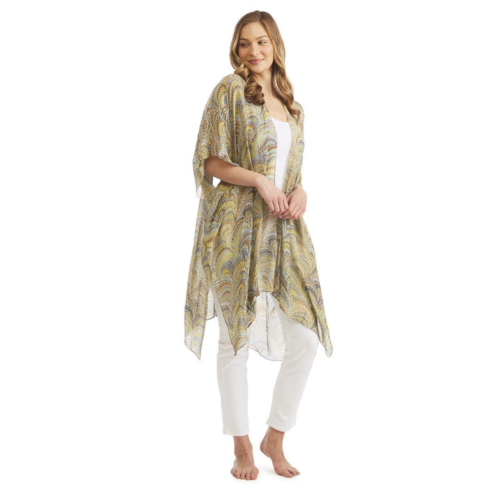 MARBLED PRINT LONG KIMONO - Kingfisher Road - Online Boutique