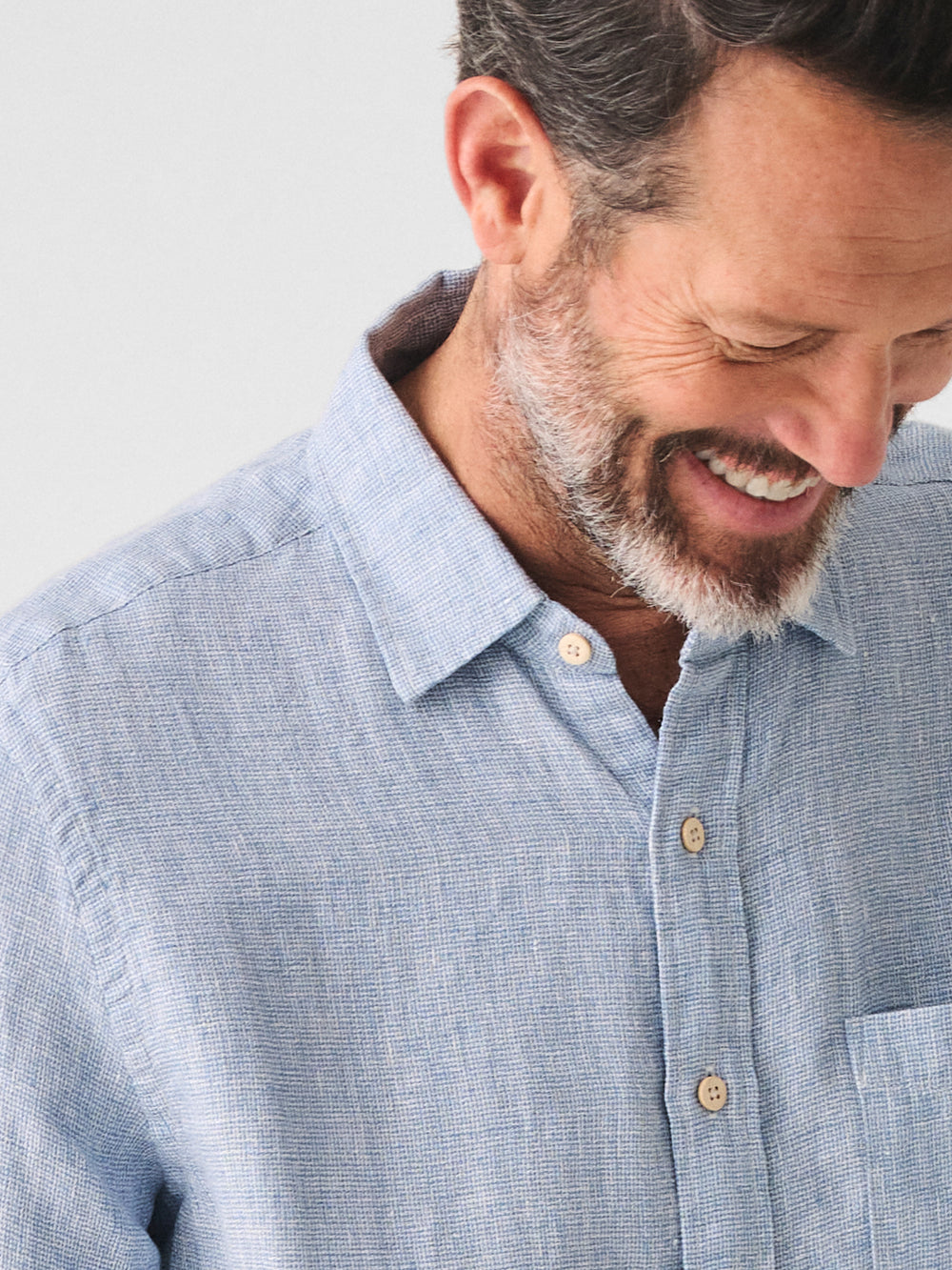 LINEN LAGUNA SHIRT S/S - BLUE BASKETWEAVE - Kingfisher Road - Online Boutique