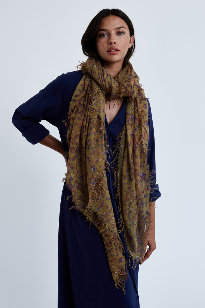 CASHMERE SILK PAISLEY PRINT SCARF - GRASS ROOTS - Kingfisher Road - Online Boutique