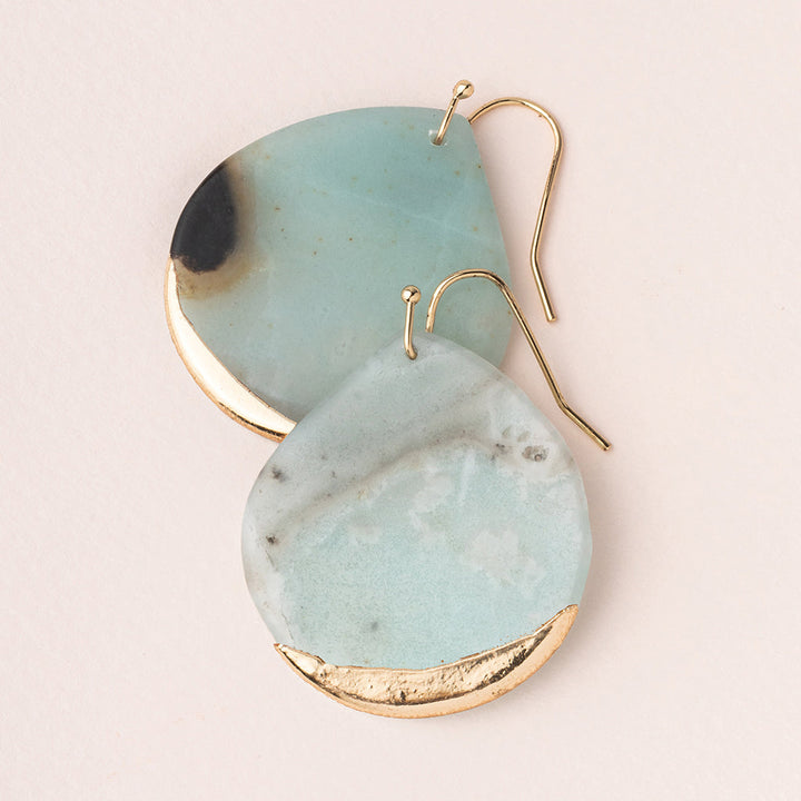 STONE DIPPED TEARDROP EARRING AMAZONITE/GOLD - Kingfisher Road - Online Boutique